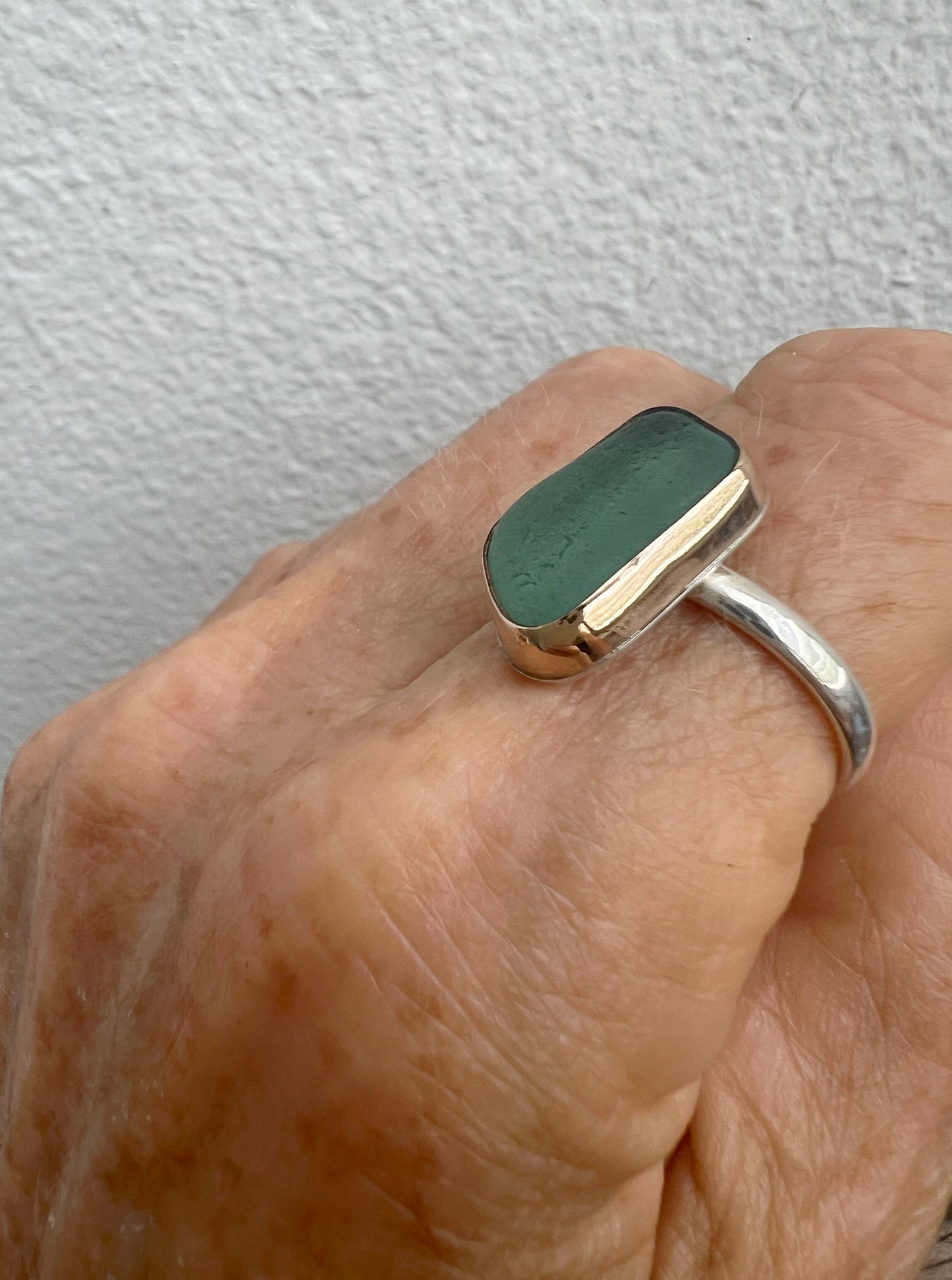 Seafoam Seaglass Ring Set in 14k Gold Fill • Size 9.25