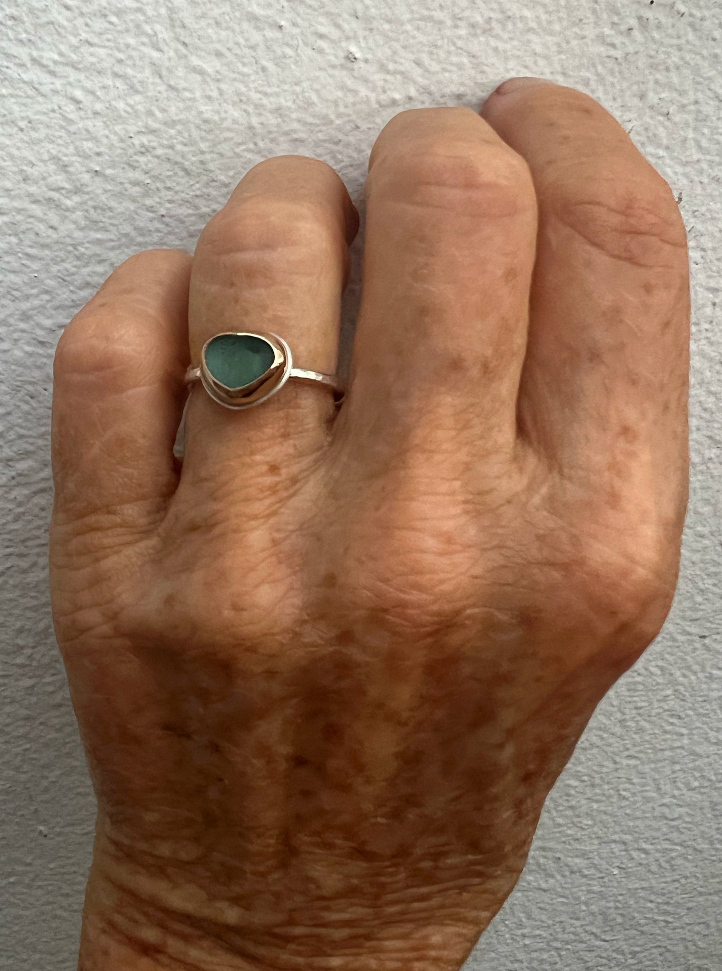 Seafoam Seaglass Ring Set in 14k Gold Fill • Size 6.5
