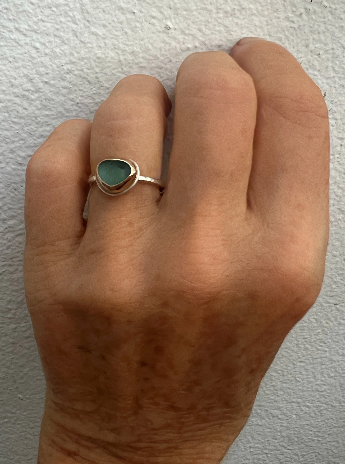 Seafoam Seaglass Ring Set in 14k Gold Fill • Size 6.5