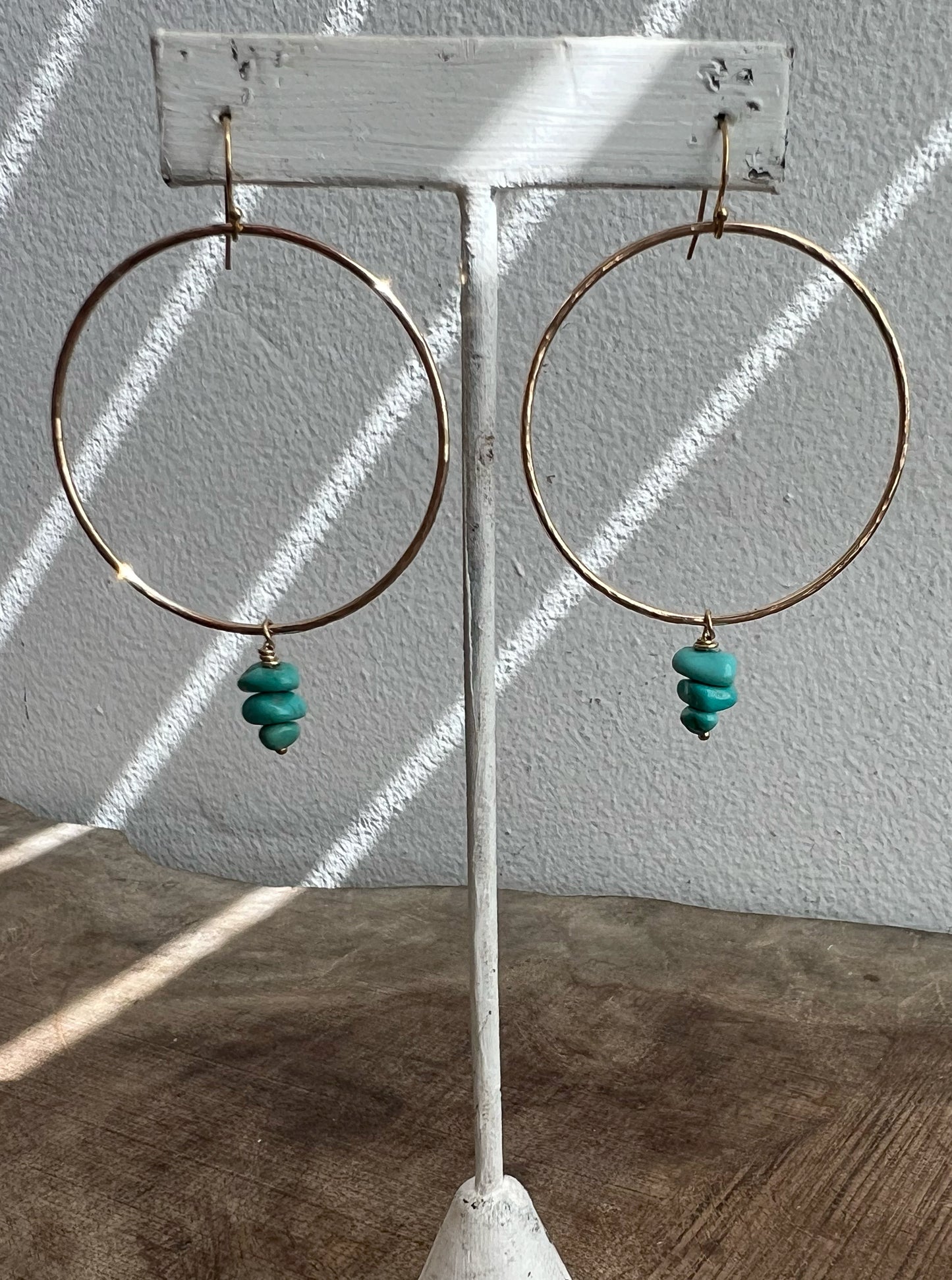 Sierra Nevada Turquoise Hoops in 14K Gold Fill