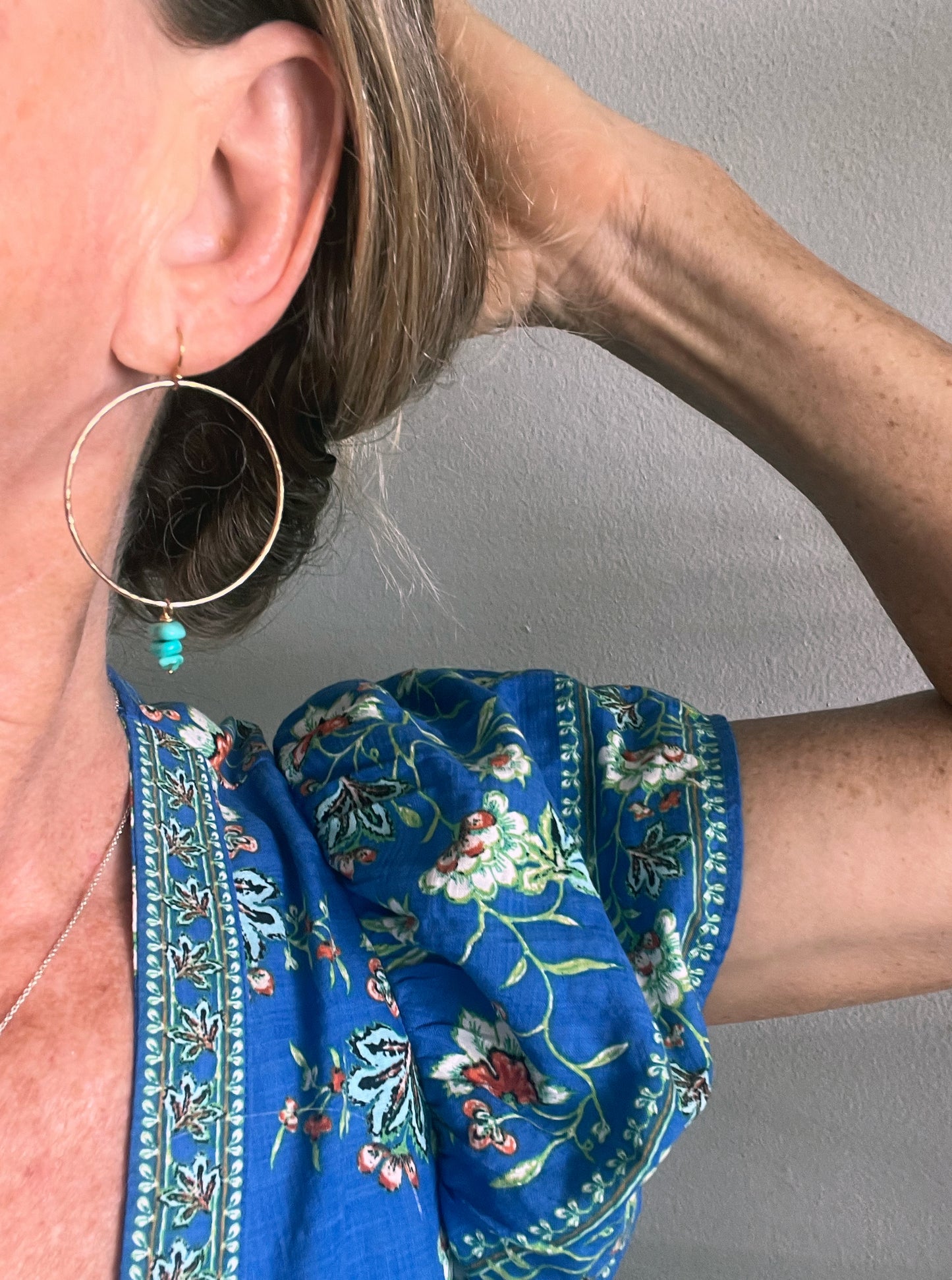 Sierra Nevada Turquoise Hoops in 14K Gold Fill
