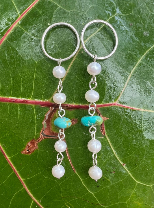 Silver Circlets with Pearls + Turquoise