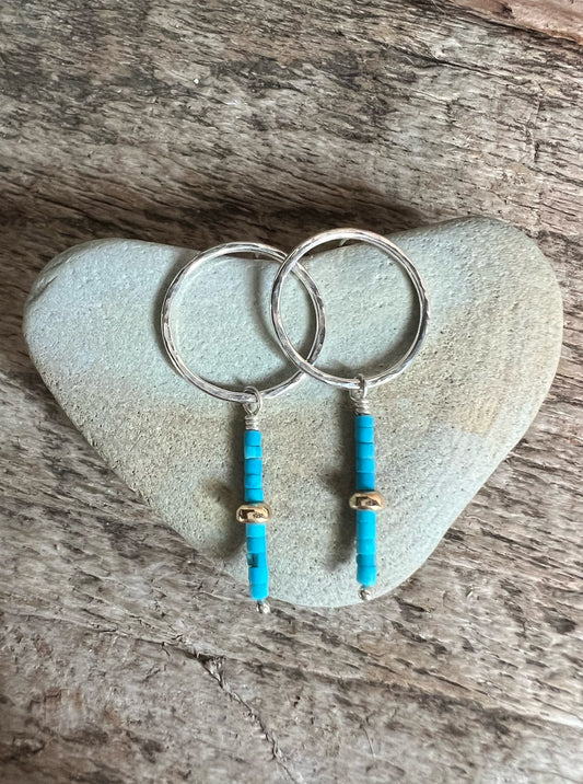 Silver Circlets with Turquoise + Gold Bead