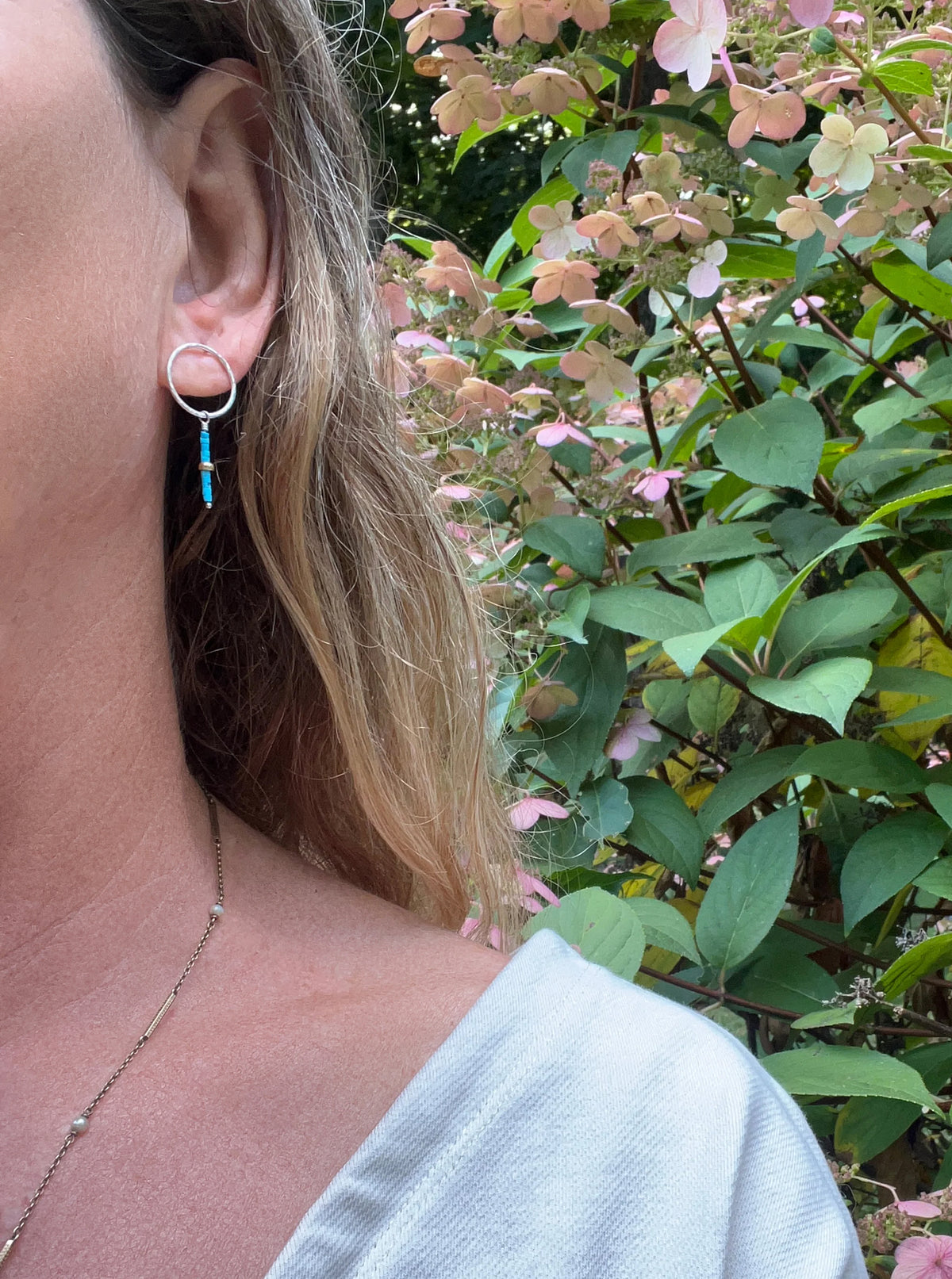 Silver Circlets with Turquoise + Gold Bead