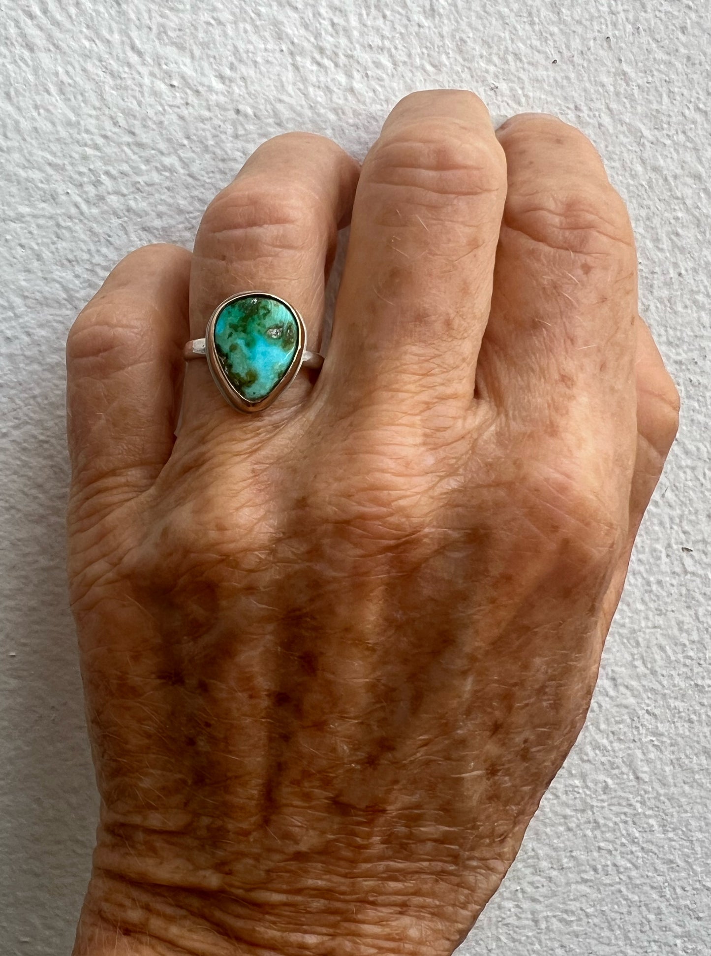 Vessel Ring with Sonoran Mountain Turquoise Set in 14k Gold Fill • Size 7