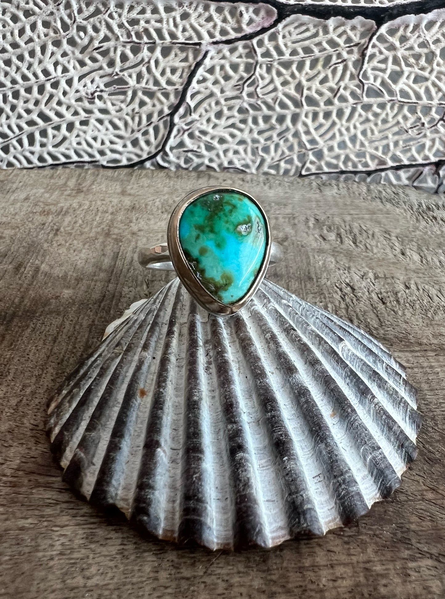 Vessel Ring with Sonoran Mountain Turquoise Set in 14k Gold Fill • Size 7