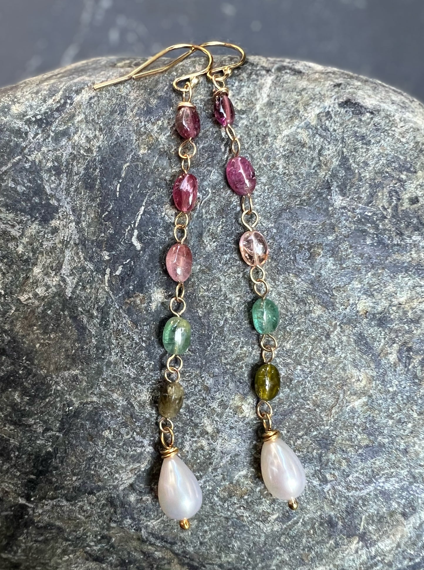 Tourmaline + Pearl Ombre Flow Earrings