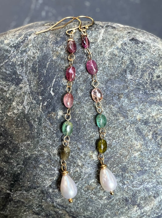 Tourmaline + Pearl Ombre Flow Earrings