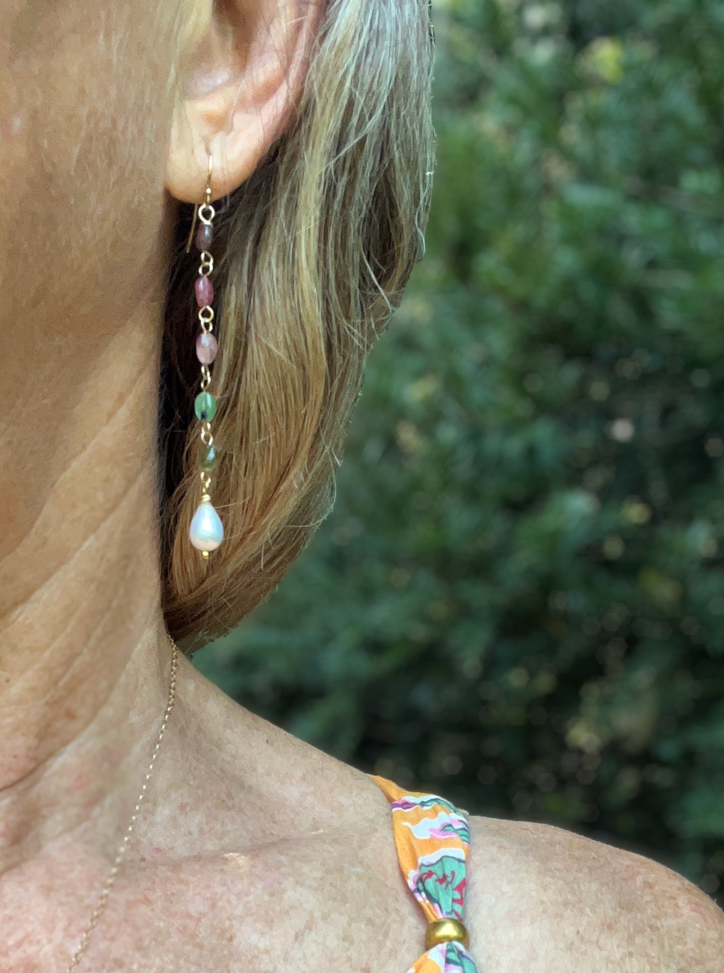 Tourmaline + Pearl Ombre Flow Earrings