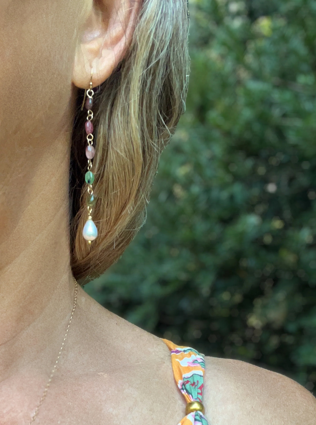 Tourmaline + Pearl Ombre Flow Earrings