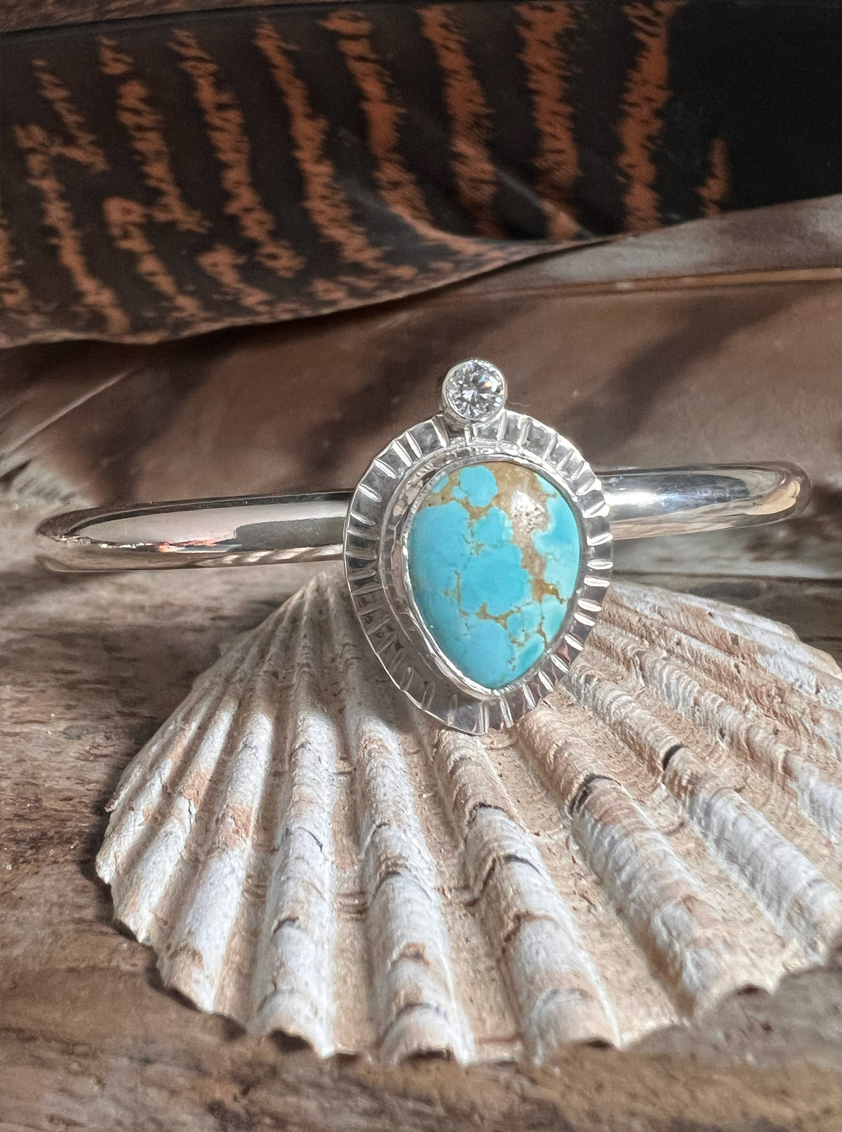 Turquoise + Moissanite Cuff