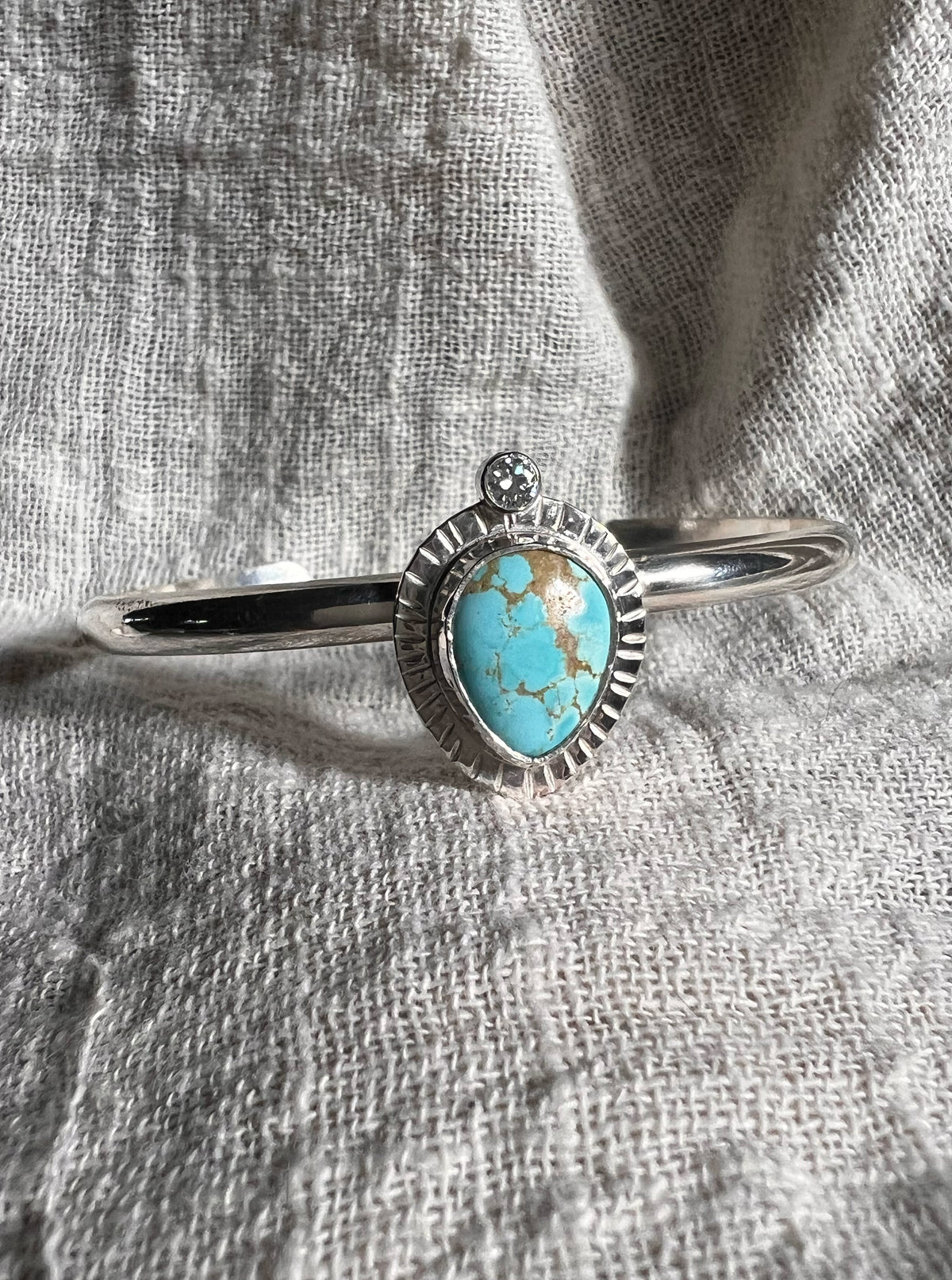 Turquoise + Moissanite Cuff