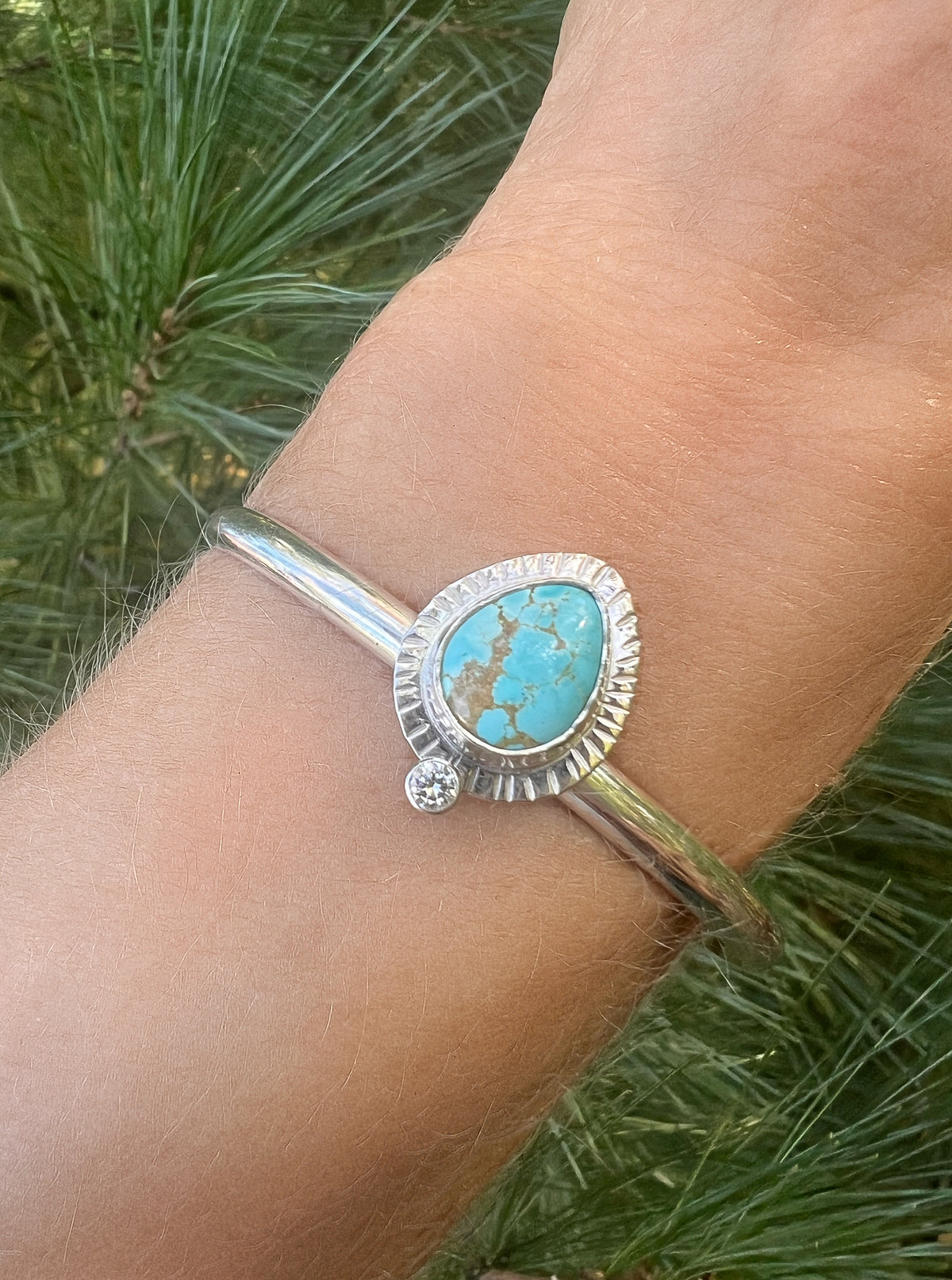 Turquoise + Moissanite Cuff