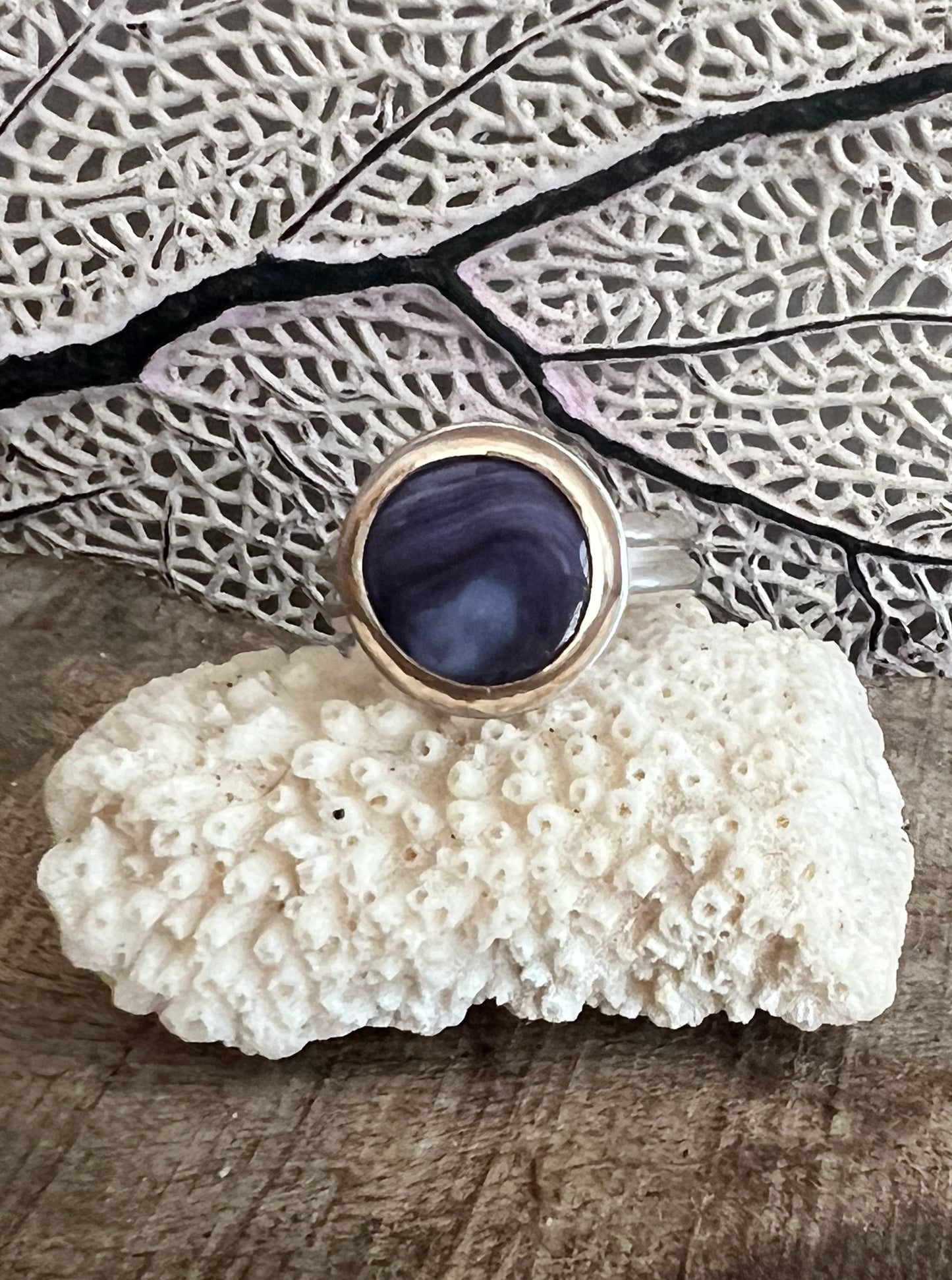 Vessel Ring with Wampum Set in 14k Gold Fill • Size 9.5