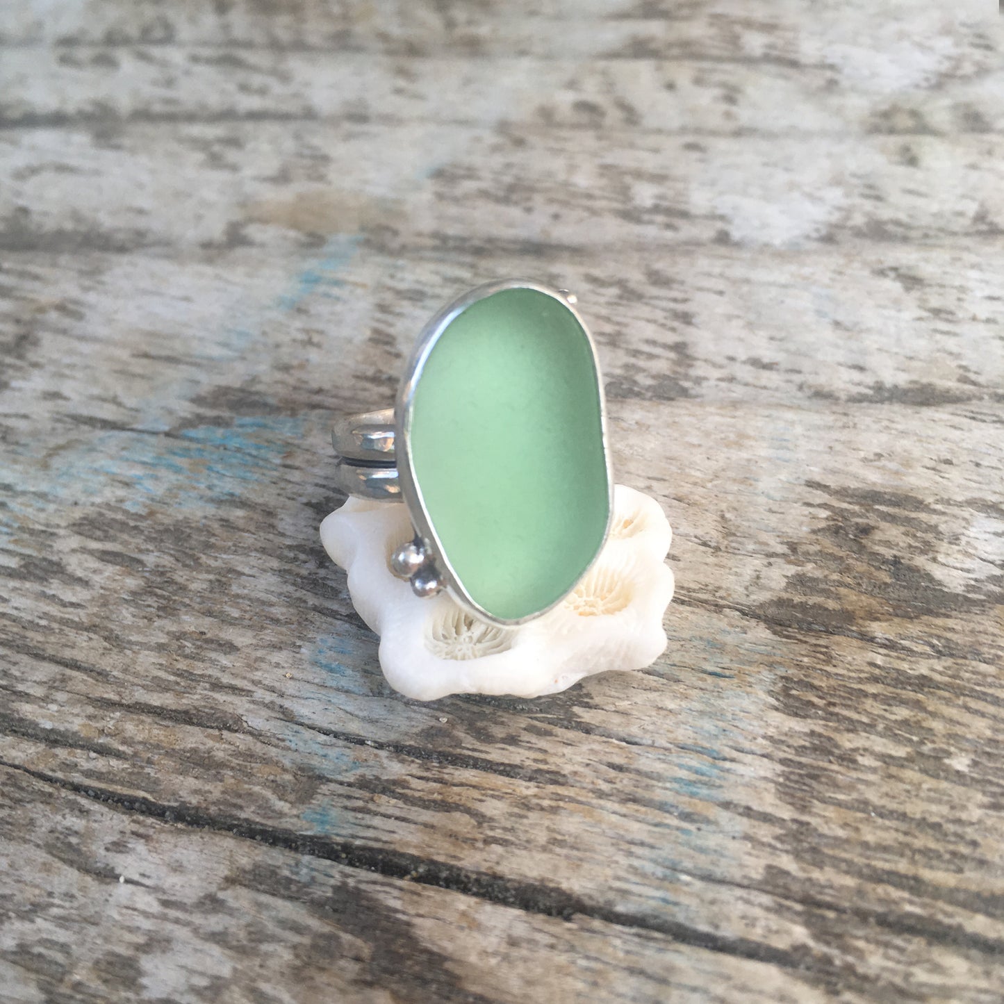 Cove Ring with Genuine Seafoam Sea Glass