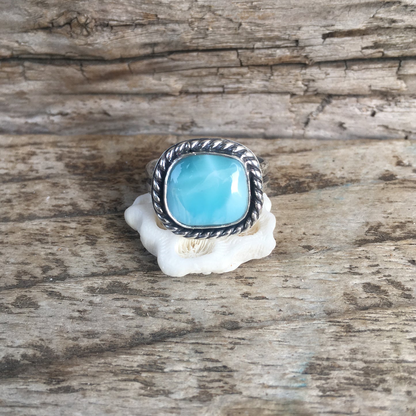 Single Amulet Larimar Unisex Ring