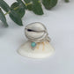 Cowry Seashell and Variscite Ring • Size 8.5