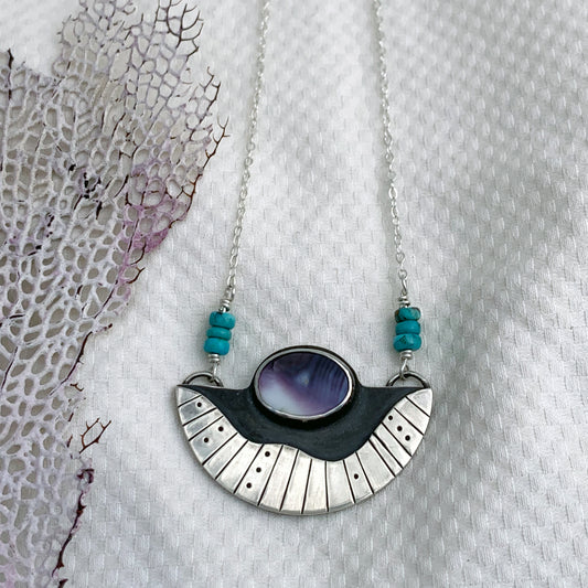 Surfacing Pendant with Wampum + Turquoise
