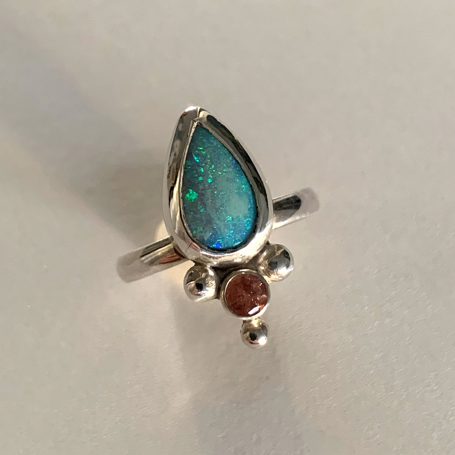 Australian Opal and Oregon Sunstone Ring No. 1 • Size 6.5