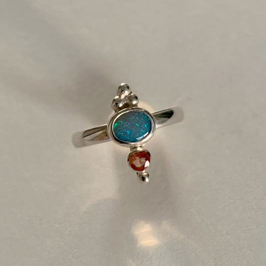 Australian Opal and Oregon Sunstone Ring No. 3 • Size 5.25