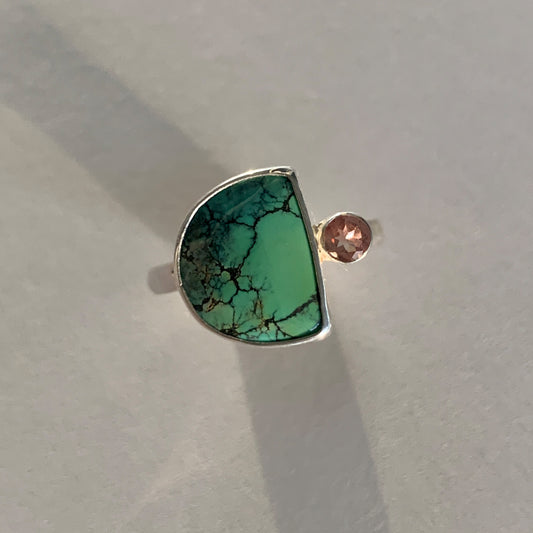 Turquoise and Oregon Sunstone Ring No. 1 • Size 9.25