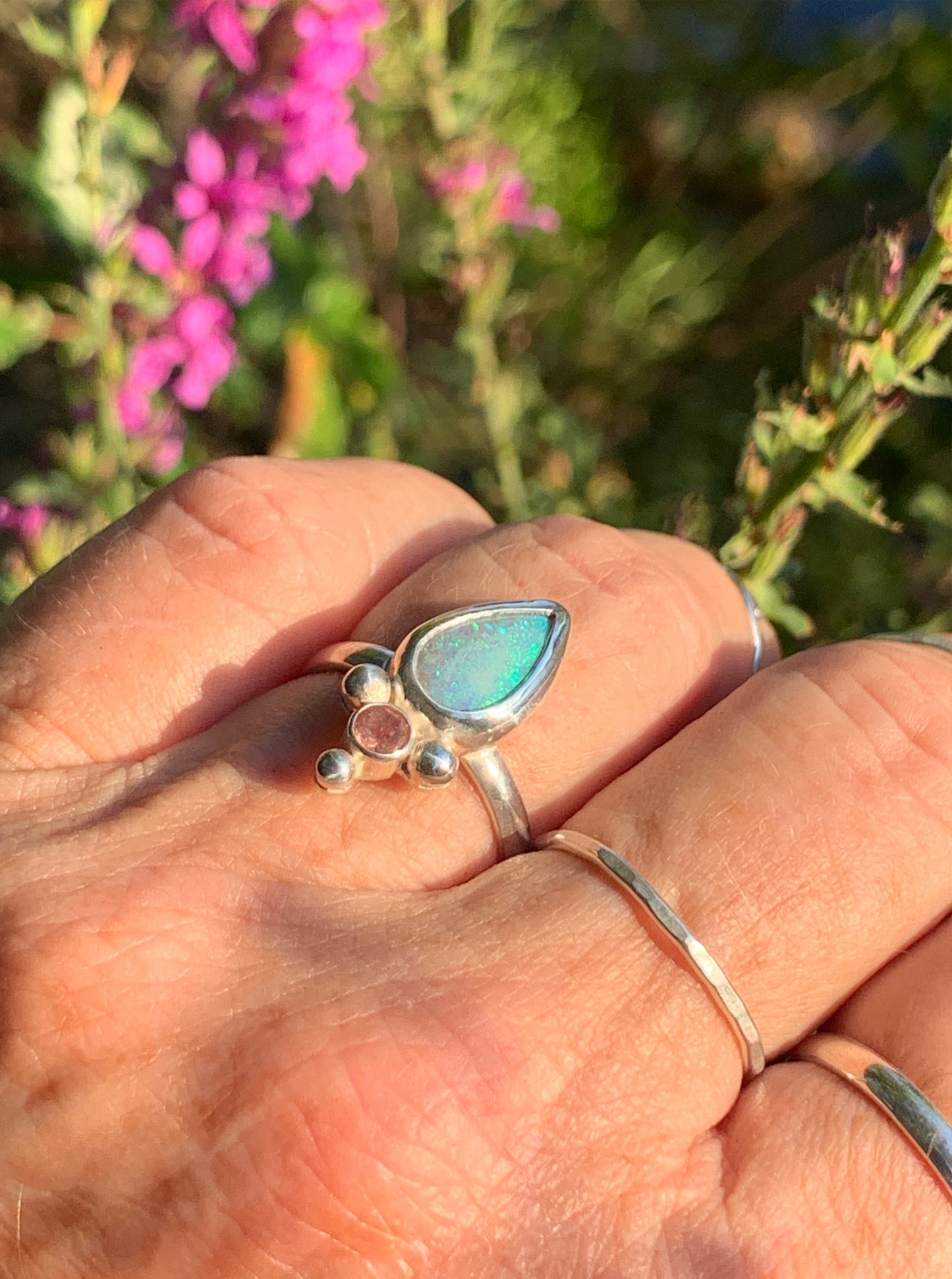 Australian Opal and Oregon Sunstone Ring No. 1 • Size 6.5