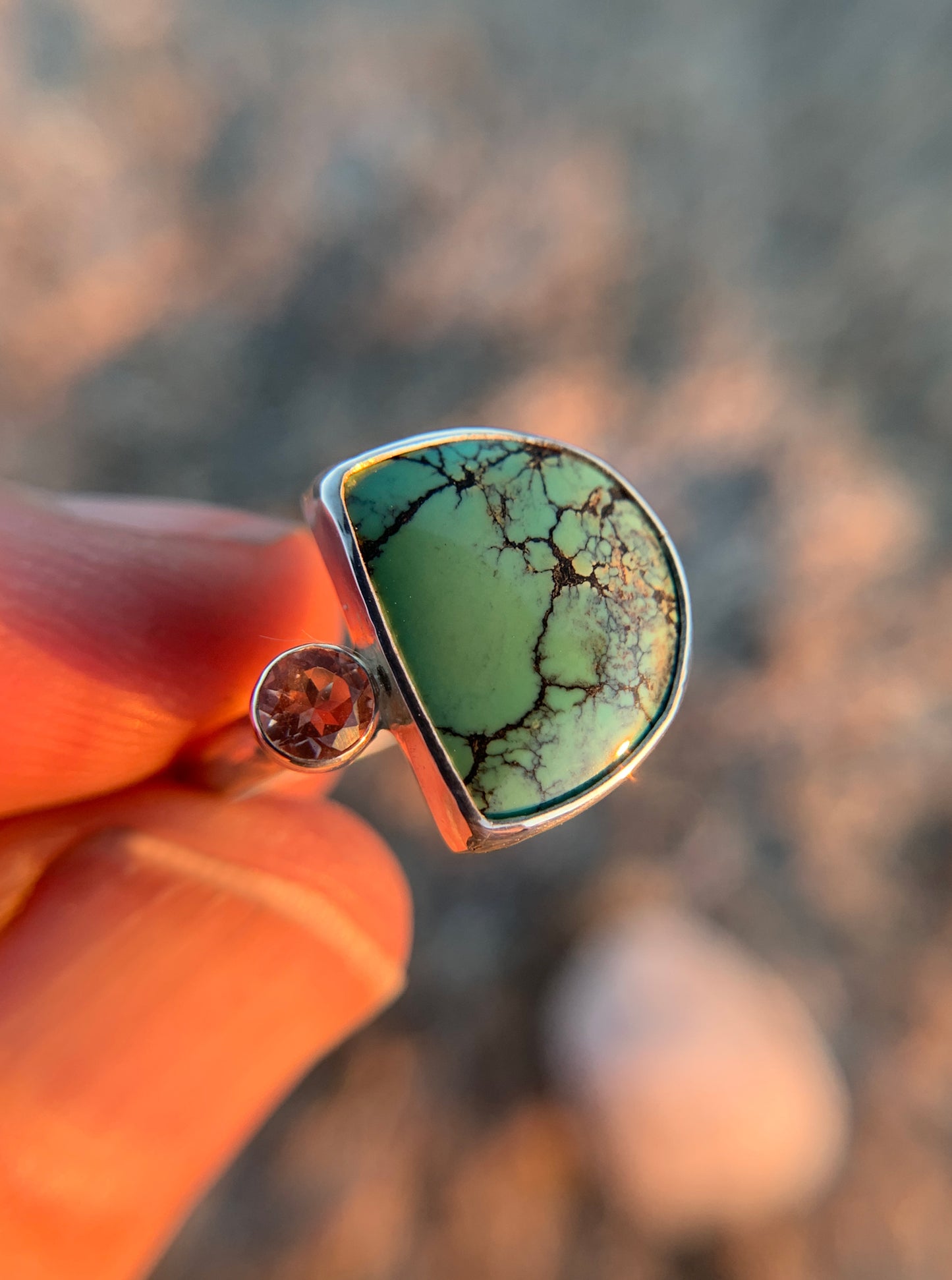 Turquoise and Oregon Sunstone Ring No. 1 • Size 9.25