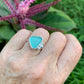 Teal Seaglass Ring • Size 7.5