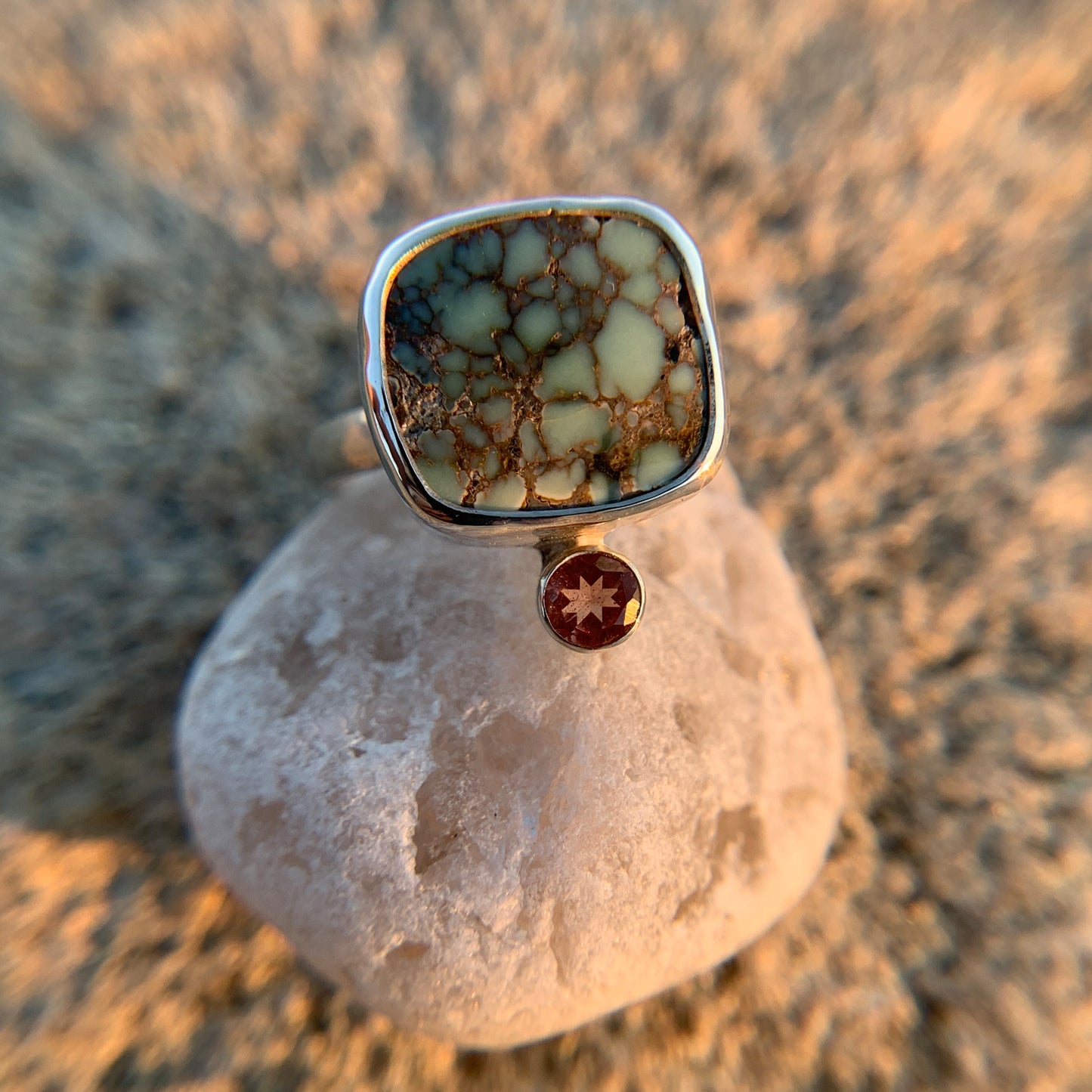 American Mined Variscite and Oregon Sunstone Ring No. 1 • Size 7.75