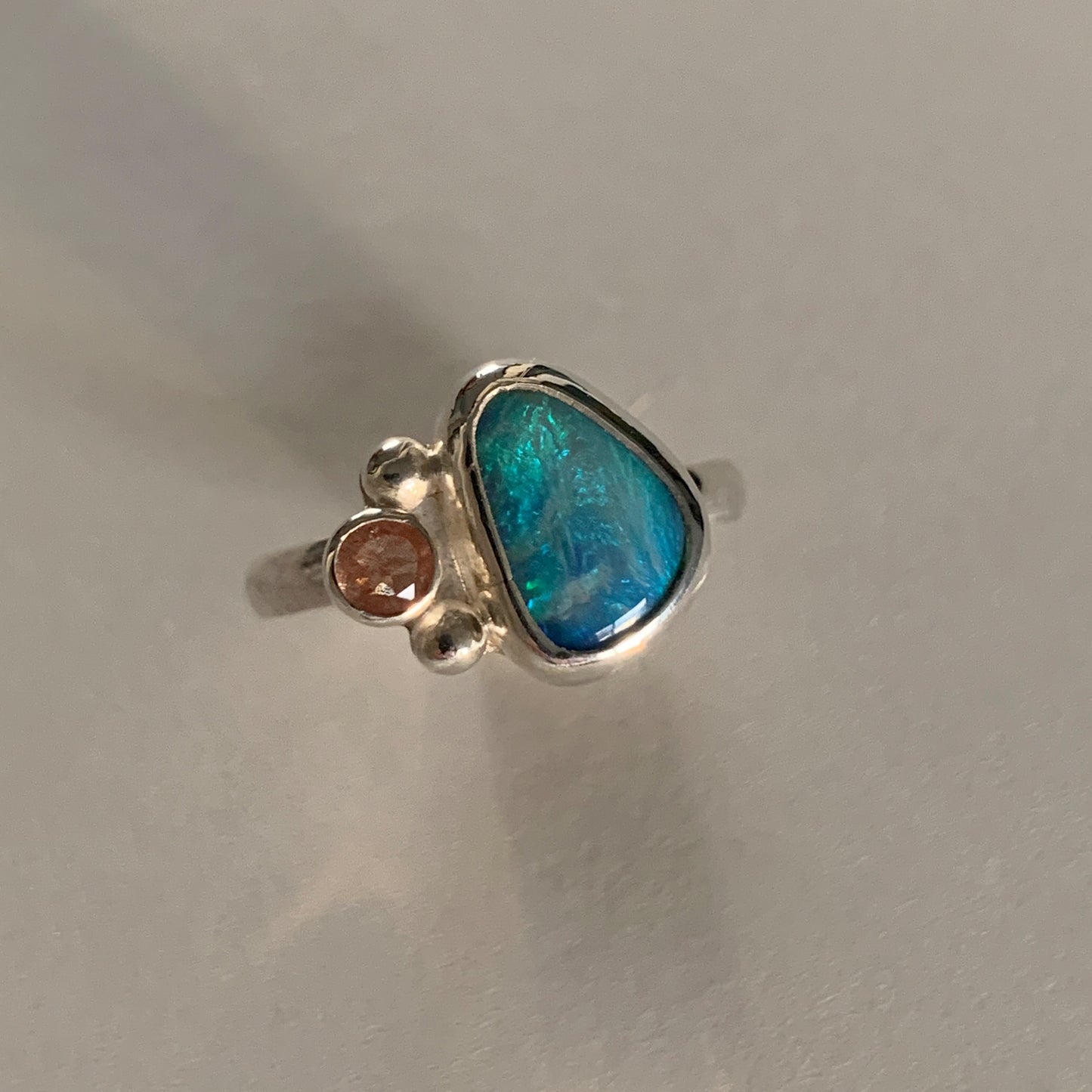 Australian Opal and Oregon Sunstone  Ring No. 2 • Size 7.25