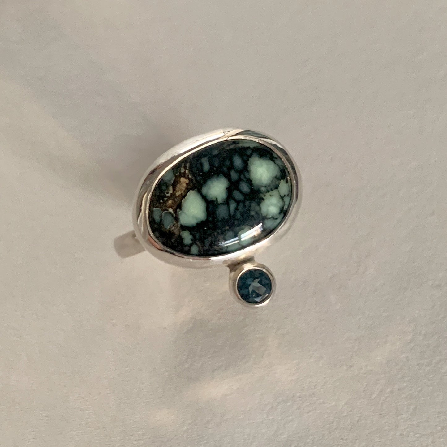 Poseidon Variscite and Topaz Ring • Size 9